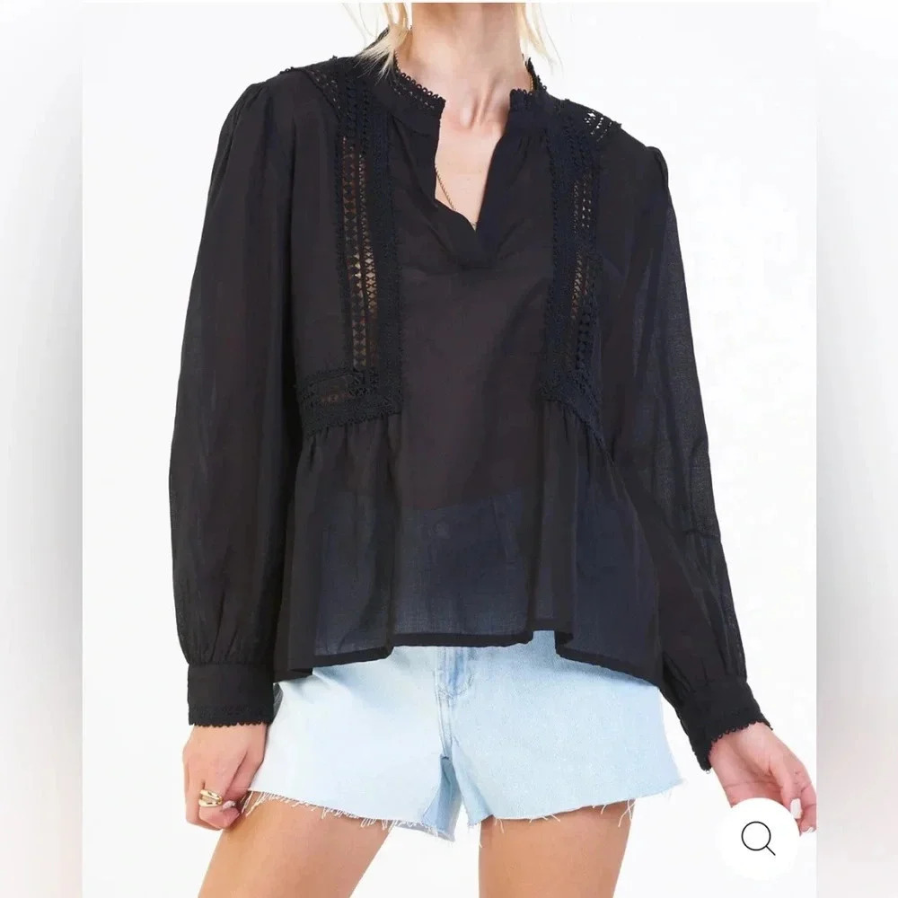 Dear John ALEXIS FRONT SLIT TOP BLACK Size Large